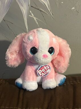 NWT Pink & White Plush Puppy - Pets Alive